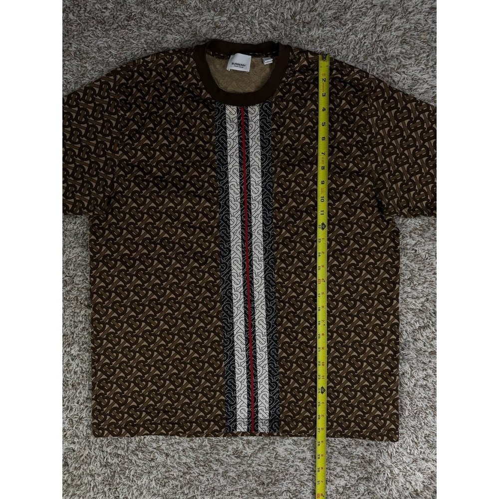Burberry Stripe Monogram Short Sleeve Brown T-Shirt Men's Size Medium - Picture 5 of 12